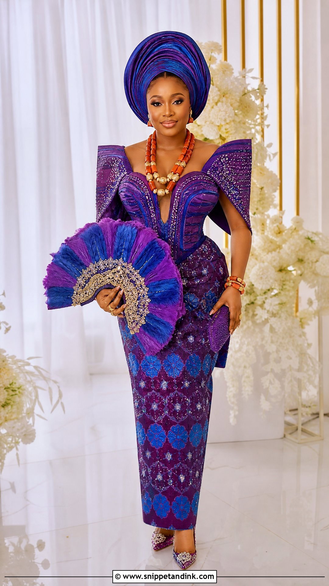Purple And Blue Aso Oke Veekee James Traditional Wedding Dress - Snippet and Ink - 20 Veekee James Traditional Wedding Dress Ideas