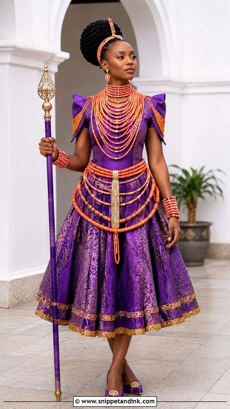 Purple And Coral Ofod Ukod Anwang Calabar Attire - Snippet and Ink - 20 Calabar Traditional Attire Ideas