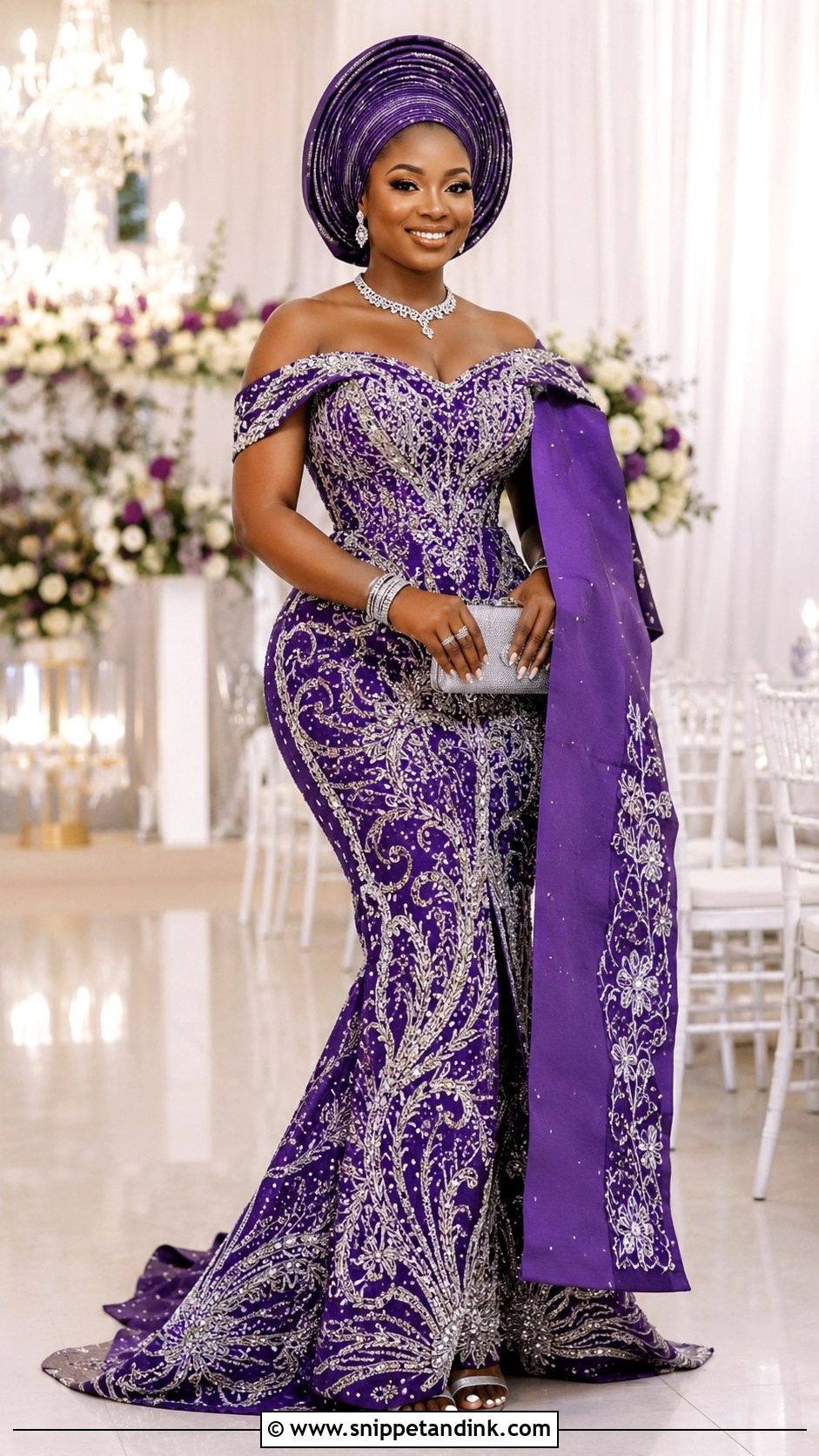 Purple And Silver Yoruba Wedding Dress - Snippet and Ink - 20 Yoruba Wedding Dress Ideas