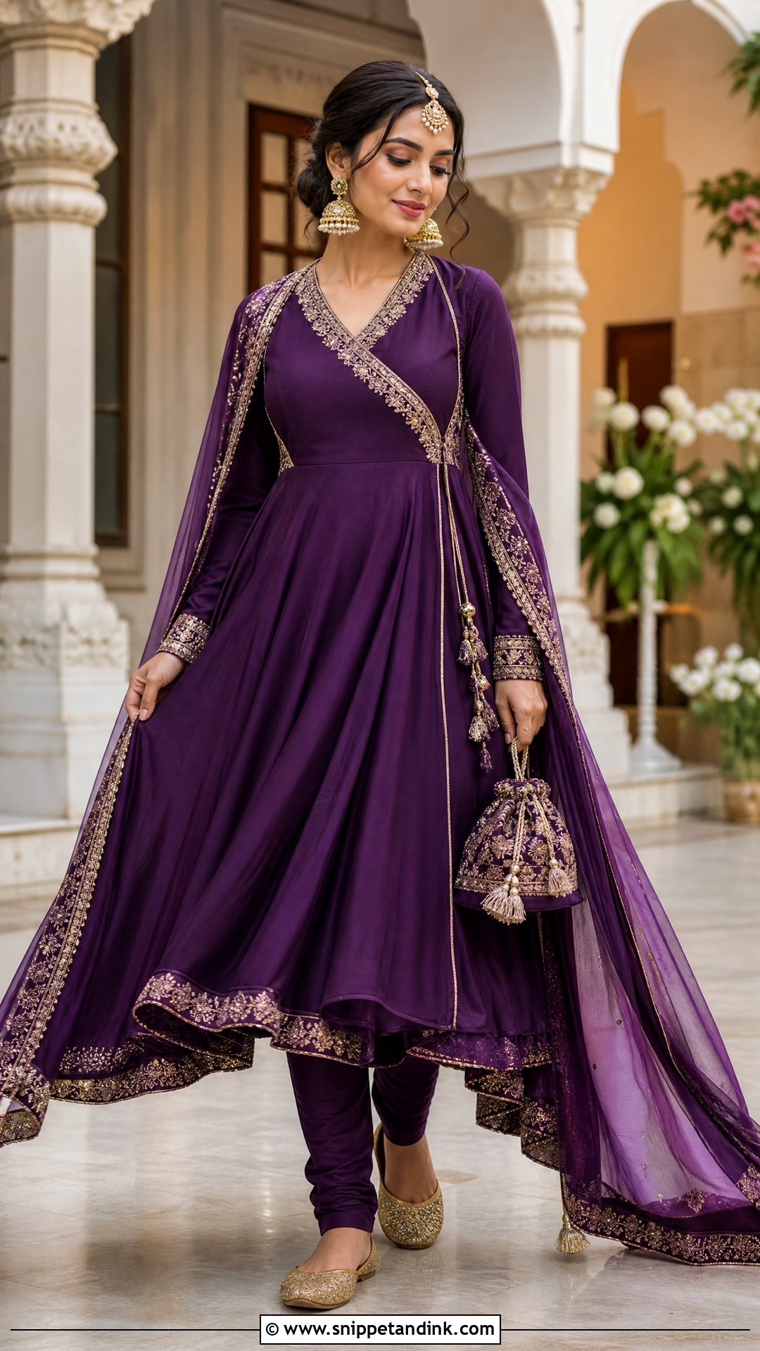 Purple Angrakha Kurta Set - Snippet and Ink - 20 Kurta Sets for Women Wedding Ideas