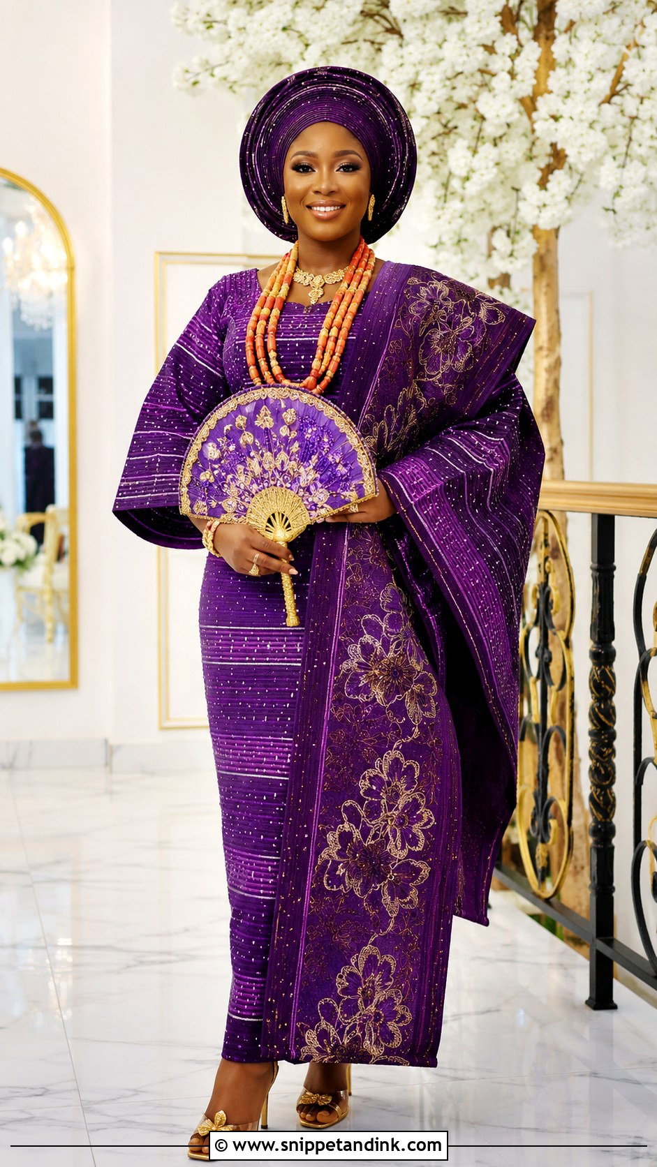 Purple Aso Oke Yoruba Bride Attire - Snippet and Ink - 25 Yoruba Traditional Wedding Attire for Bride Ideas