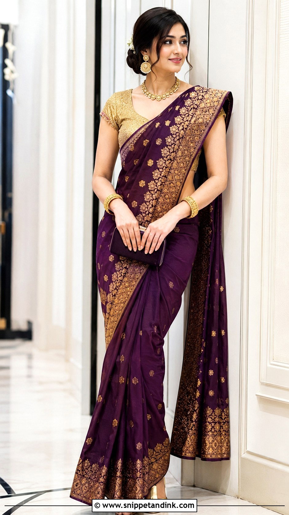 Purple Assamese Reception Mekhela Sador - Snippet and Ink - 20 Assamese Wedding Dress Ideas