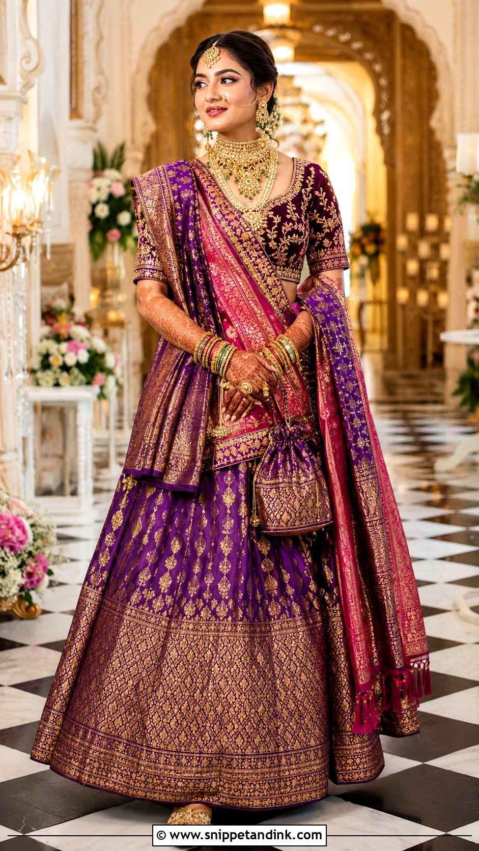 Purple Banarasi Bridal Chaniya Choli - Snippet and Ink - 20 Bridal Chaniya Choli Indian Weddings Ideas