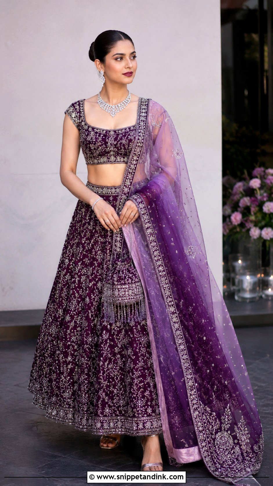 Purple Bridal Lehenga With Ombre Dupatta - Snippet and Ink - 20 Latest Indian Bridal Dresses