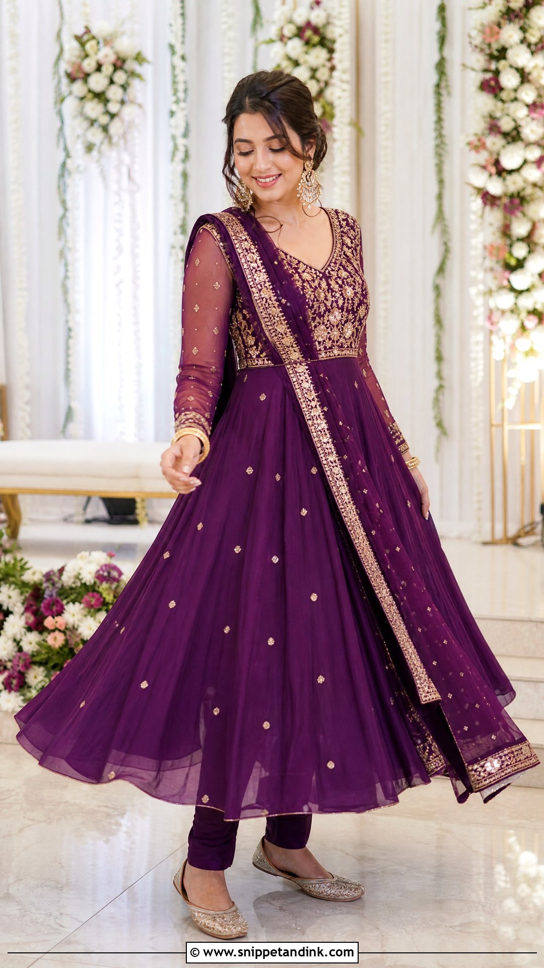 Purple Bridal Sangeet Anarkali - Snippet and Ink - 20 Unique Bridal Sangeet Outfit Ideas