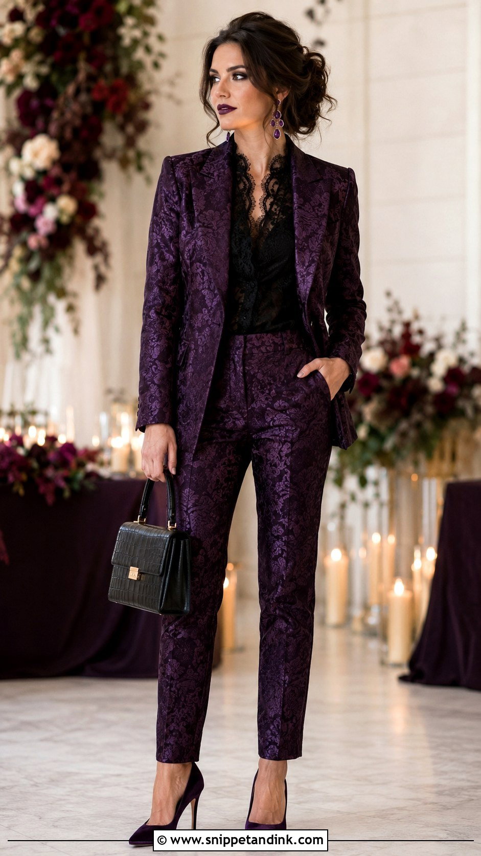 Purple Brocade Goth Wedding Suit - Snippet and Ink - 20 Goth Wedding Suit Ideas