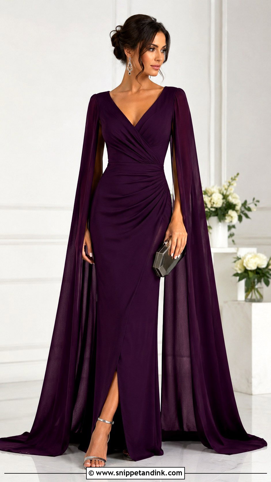 Purple Cape Sleeves Gown - Snippet and Ink - 25 Cape Sleeves Gown