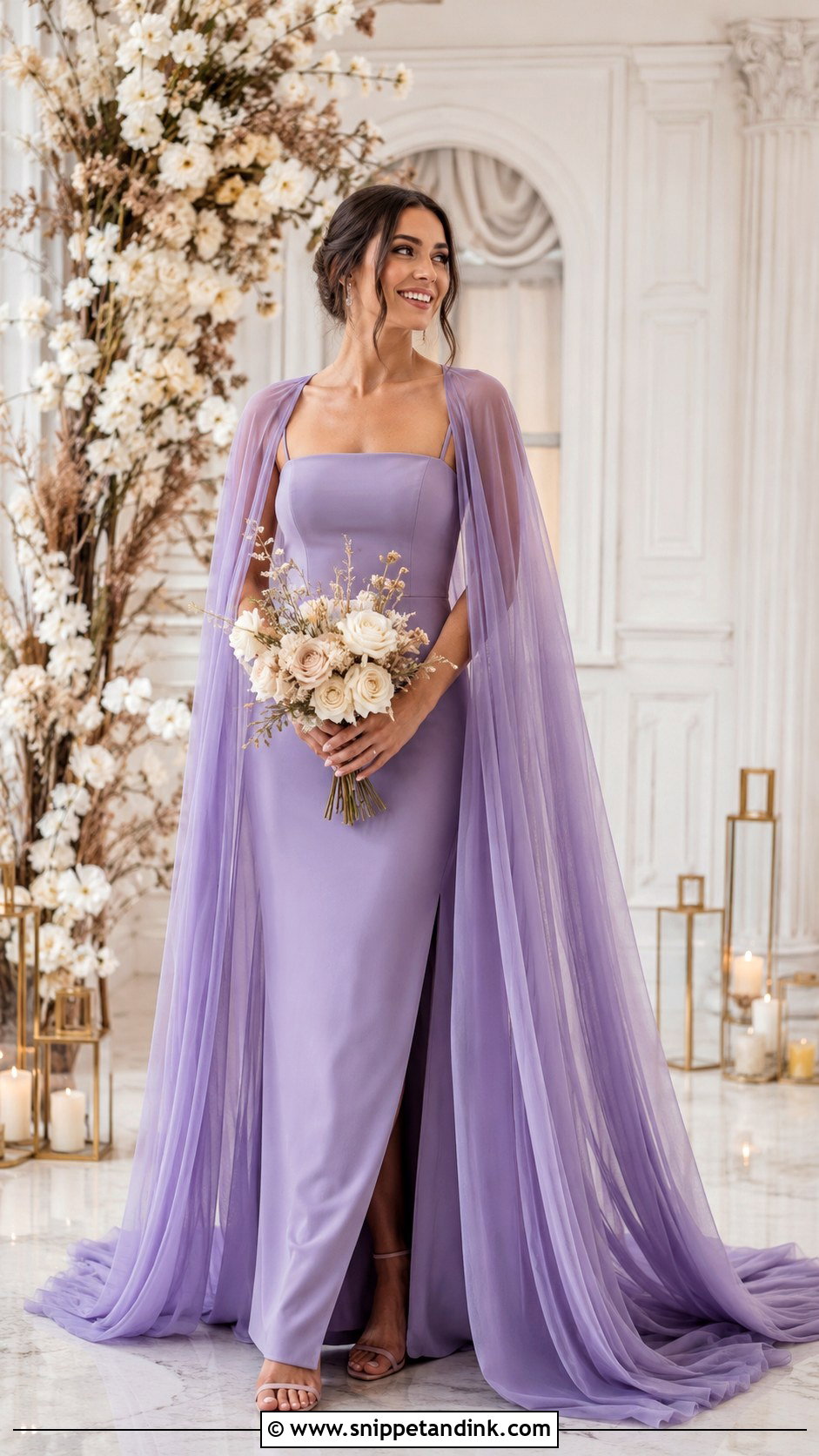 Purple Cape Wedding Gown - Snippet and Ink - 25 Purple Wedding Gown Ideas