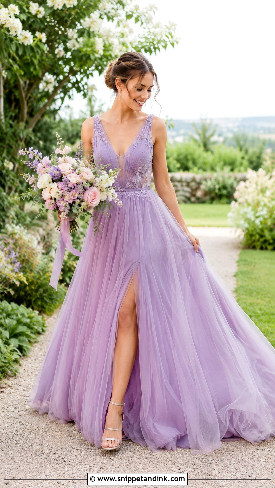Purple Chiffon Wedding Gown - Snippet and Ink - 25 Purple Wedding Gown Ideas