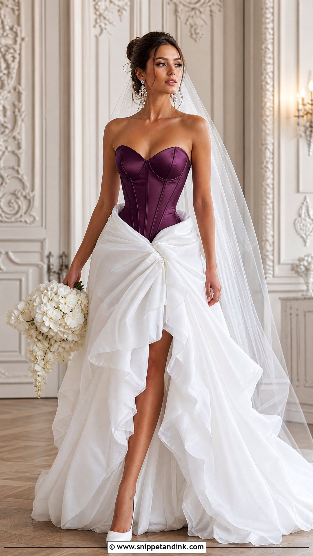 Purple Corset Bodice With White Skirt - Snippet and Ink - 25 Purple and White Wedding Dress Ideas
