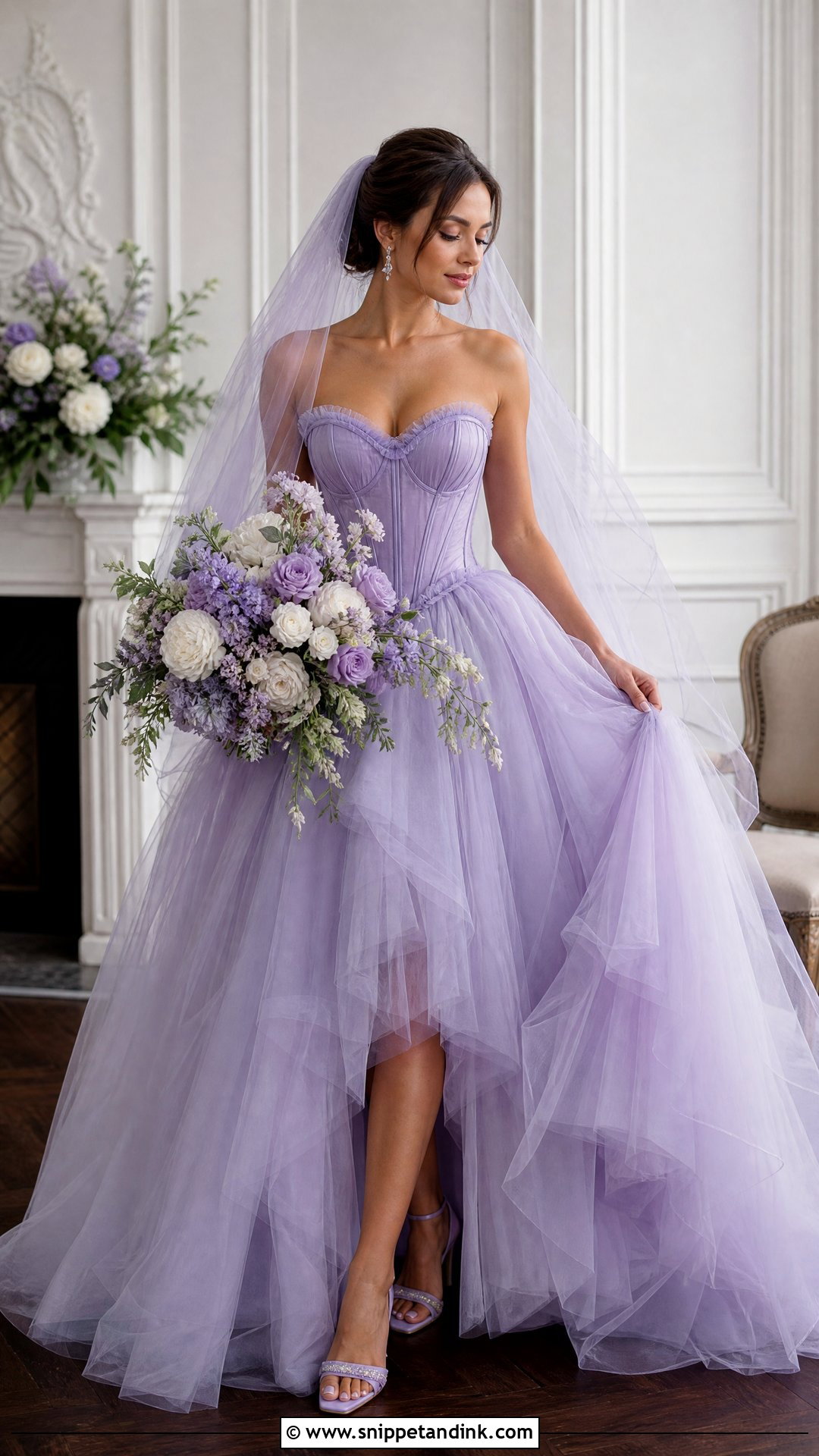 Purple Corset Tulle Wedding Dress - Snippet and Ink - 25 Purple Wedding Dresses