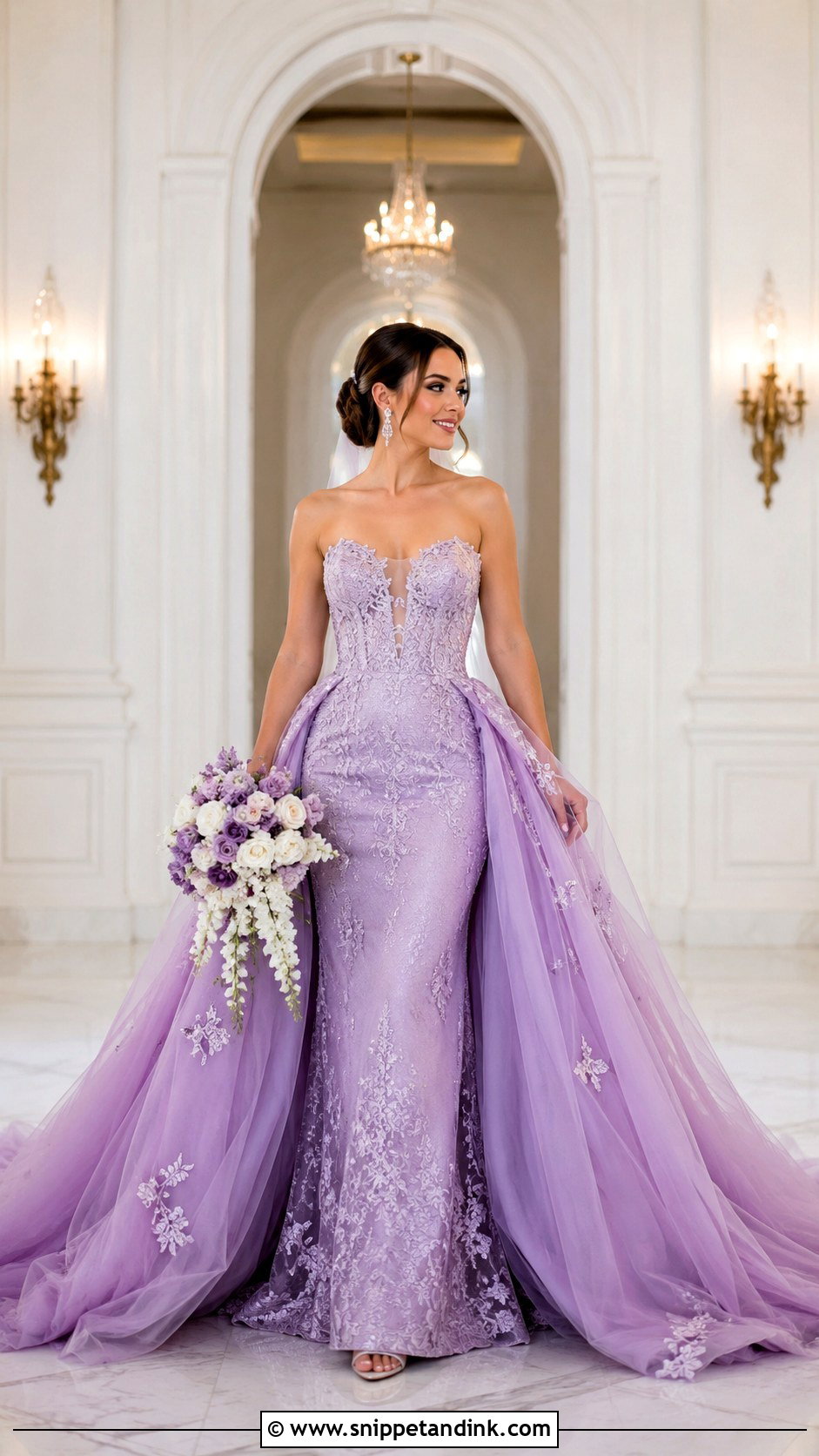 Purple Detachable Train Wedding Gown - Snippet and Ink - 25 Purple Wedding Gown Ideas