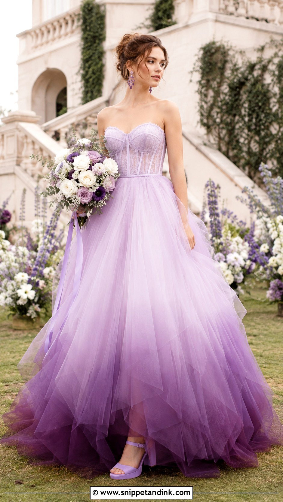 Purple Dip Dye Wedding Dress - Snippet and Ink - 20 Dip Dye Wedding Dress Ideas