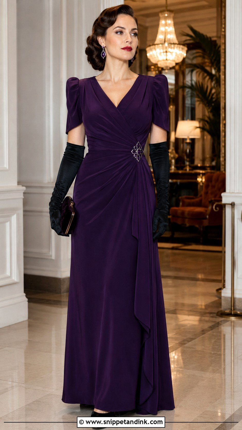 Purple Draped 1940s Ball Gown - Snippet and Ink - 20 1940S Ball Gown Ideas