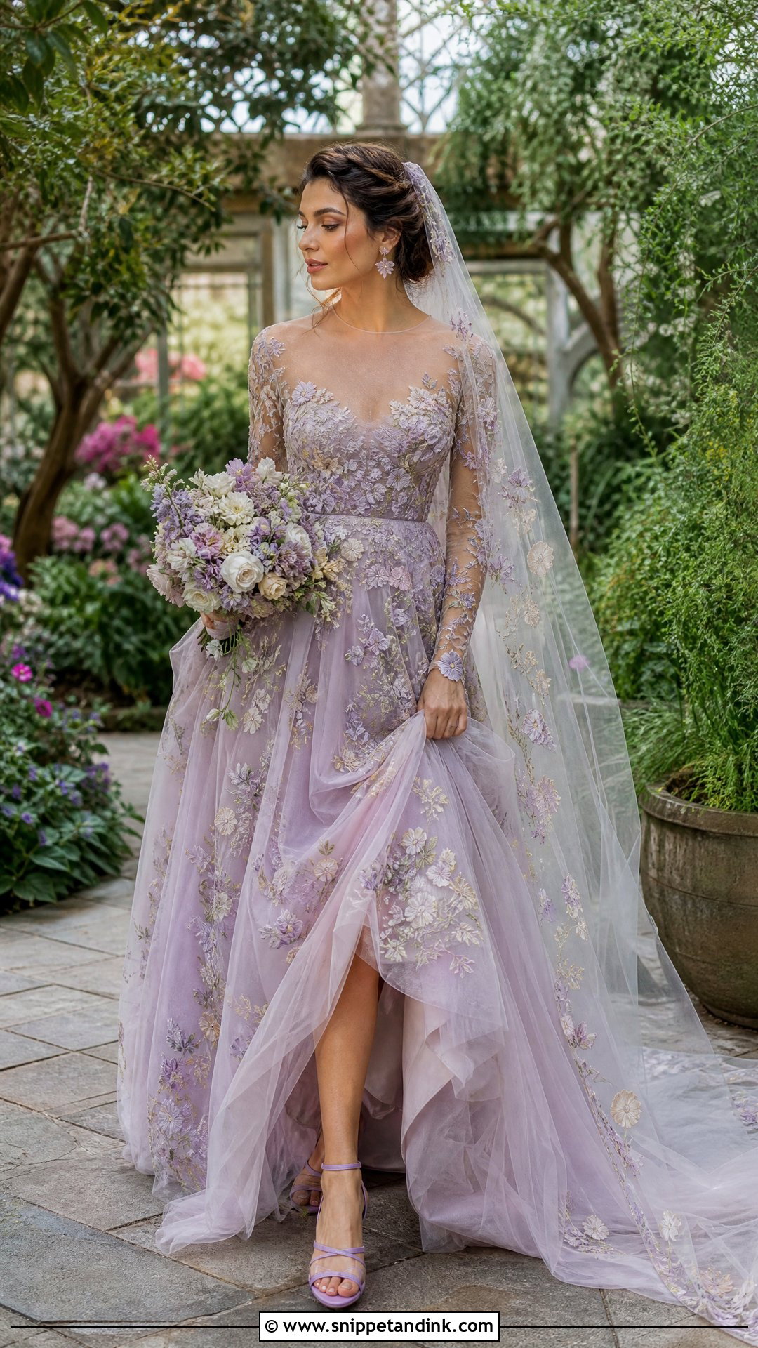 Purple Floral Embroidered Bridal Dress - Snippet and Ink - 20 Purple Bridal Dress Ideas