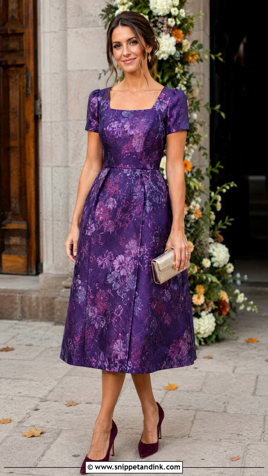 Purple Floral Jacquard Wedding Guest Dress - Snippet and Ink - 20 Fancy Dresses for Weddings
