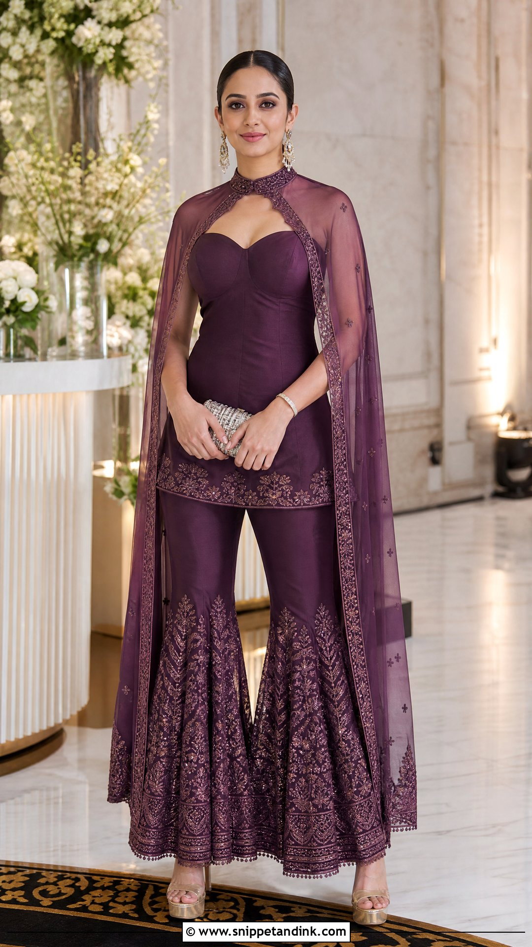 Purple Garara Suit With Cape Dupatta - Snippet and Ink - 20 Garara Suits Designs for Wedding