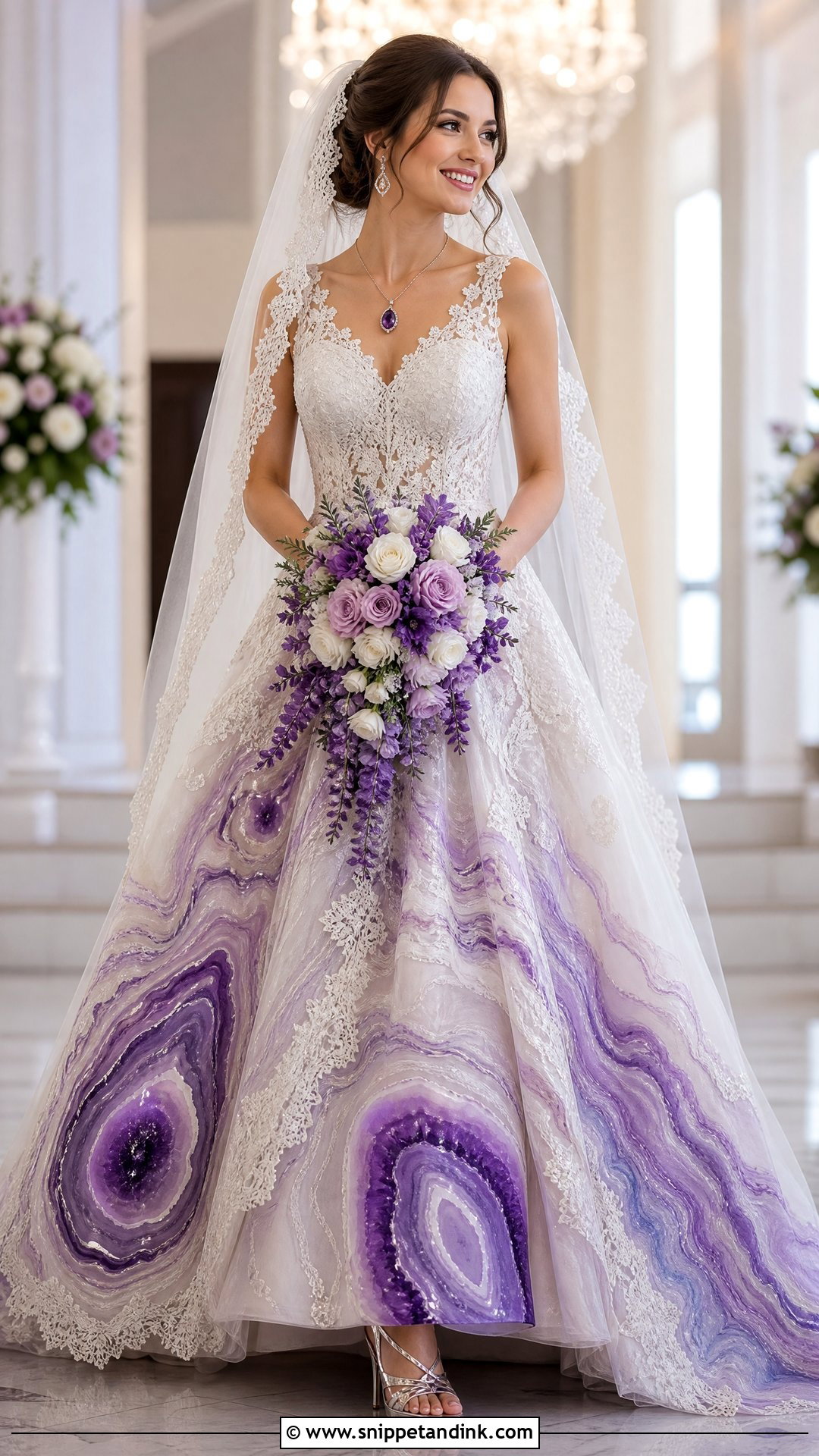 Purple Geode Tie Dye Wedding Dress - Snippet and Ink - 20 Tie Dye Wedding Dress Ideas