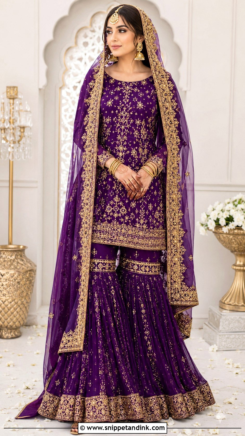 Purple Gharara Wedding Dress - Snippet and Ink - 30 Indian Muslim Wedding Dresses