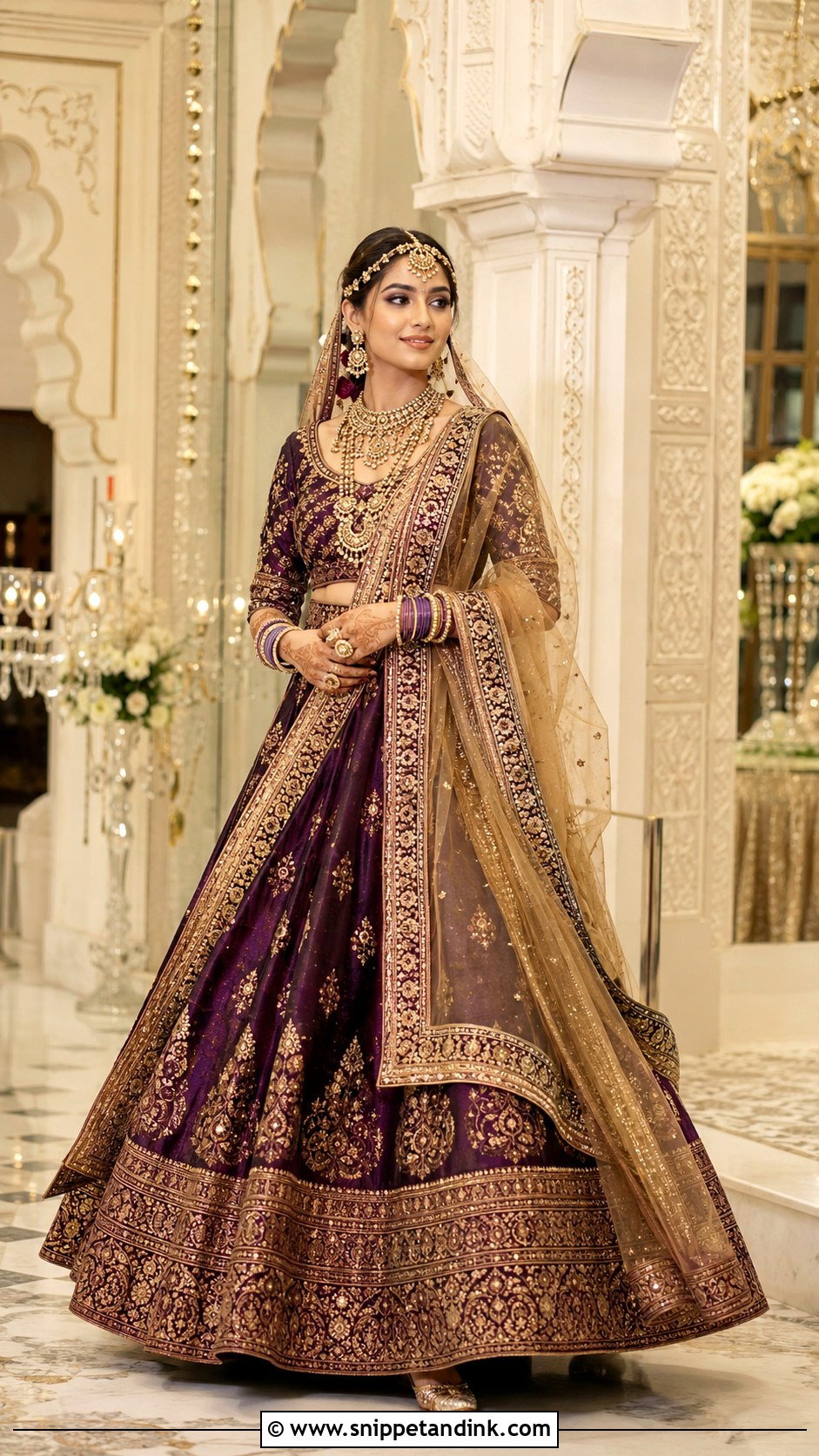 Purple Gold Bridal Chaniya Choli - Snippet and Ink - 20 Bridal Chaniya Choli Ideas
