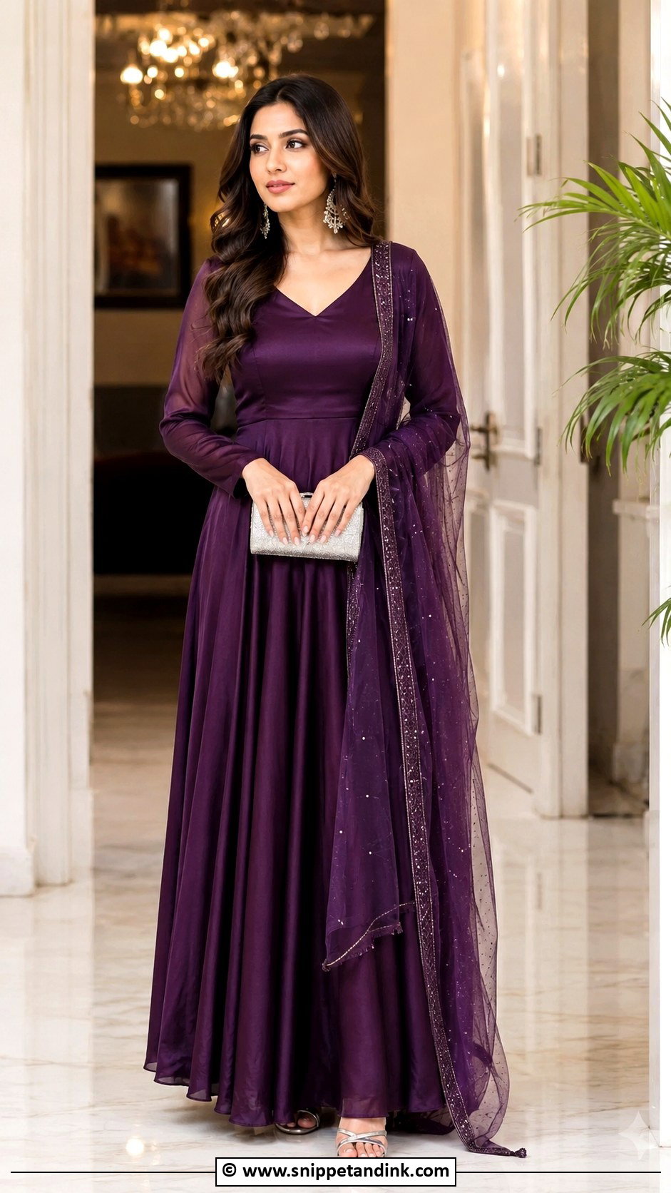 Purple Gown With Dupatta - Snippet and Ink - 30 Gown with Dupatta Ideas
