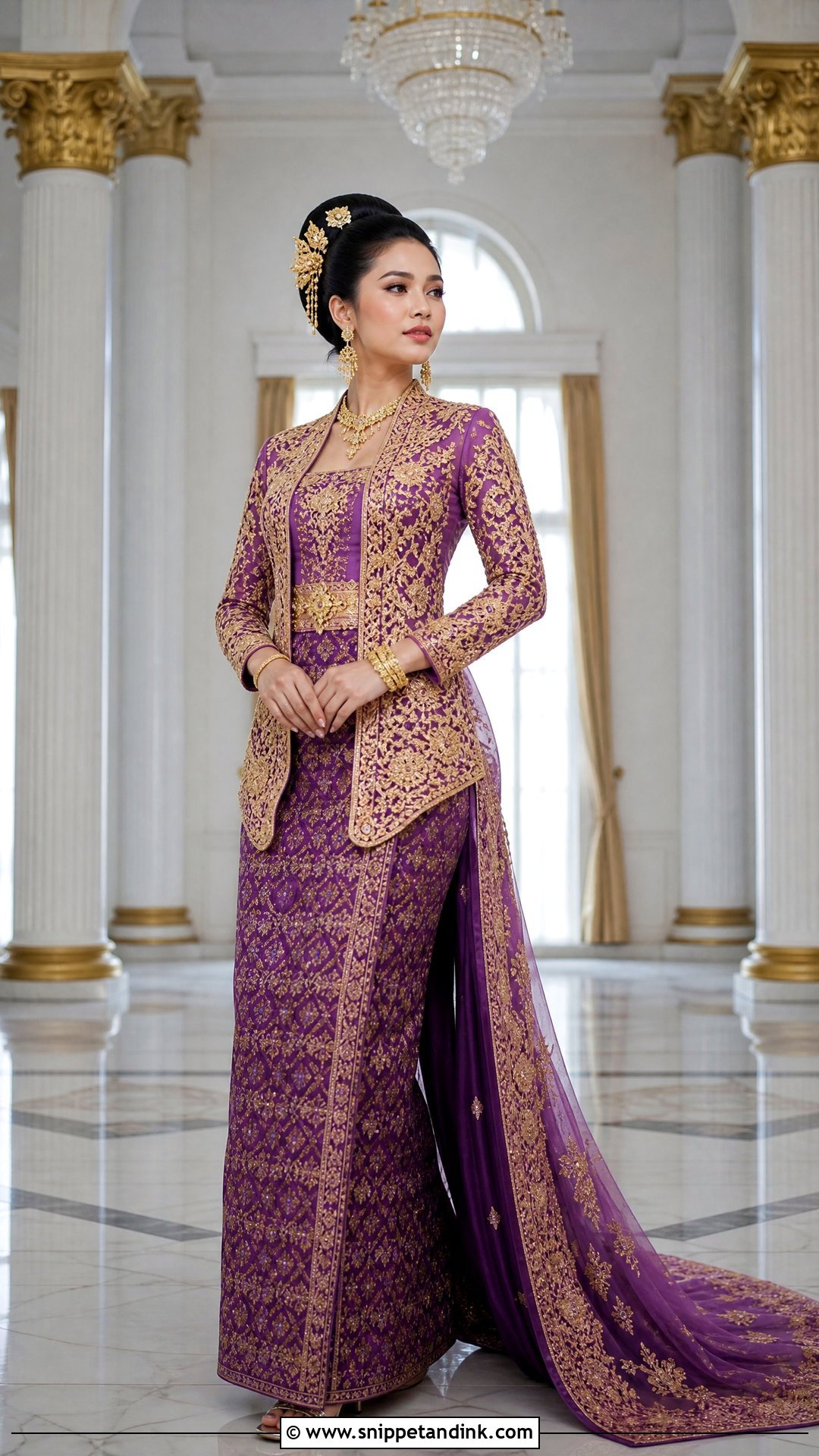 Purple Htaingmathein and Train Htamein - Snippet and Ink - 20 Myanmar Wedding Dresses