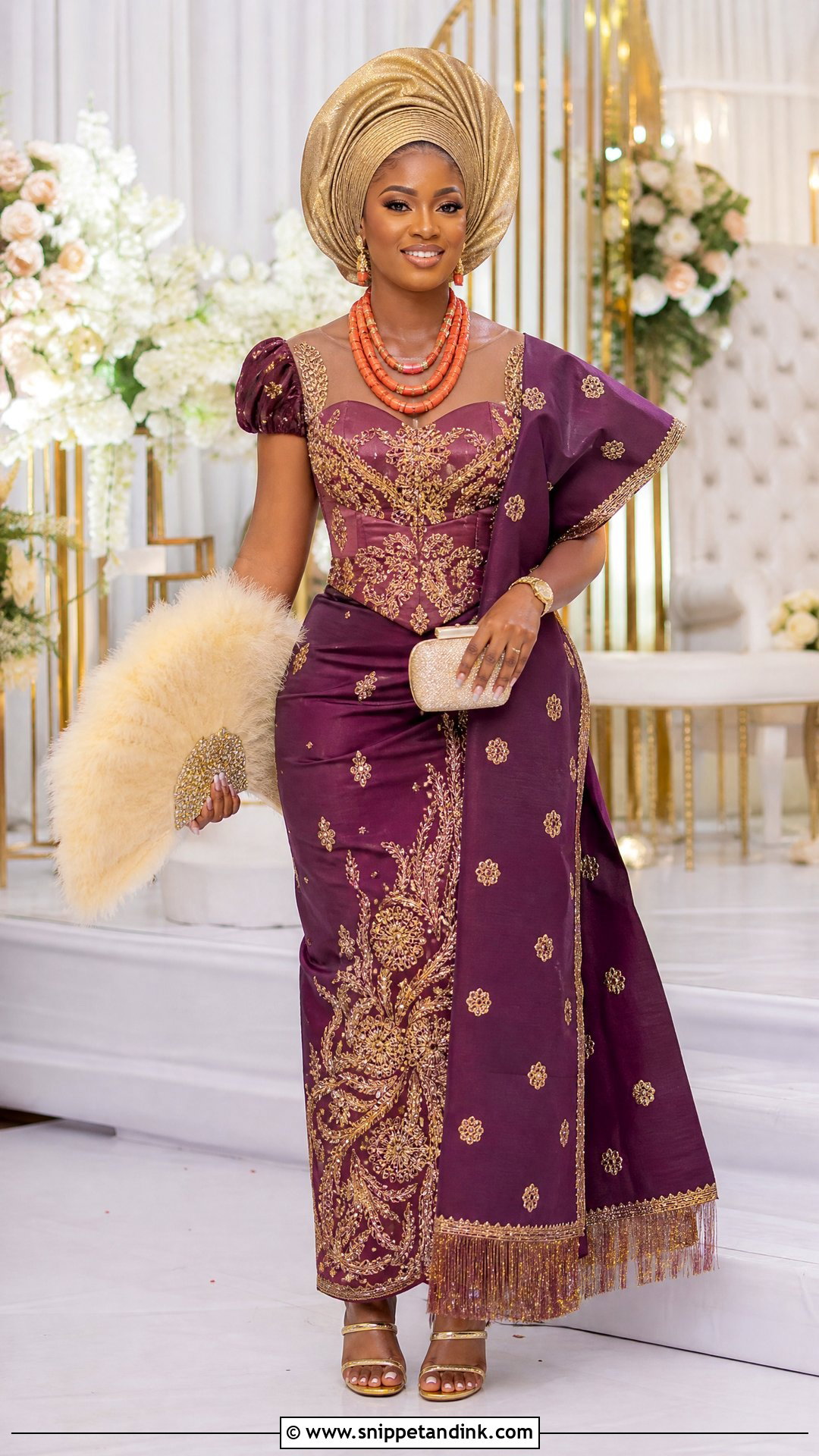 Purple Igbo George Wrapper Wedding Outfit - Snippet and Ink - 20 Traditional Igbo Nigerian Wedding Dresses