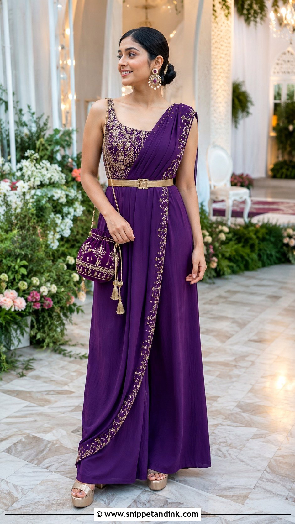 Purple Indo Western Jumpsuit Mehndi Outfit - Snippet and Ink - 20 Mehndi Ceremony Outfit for Sister Ideas