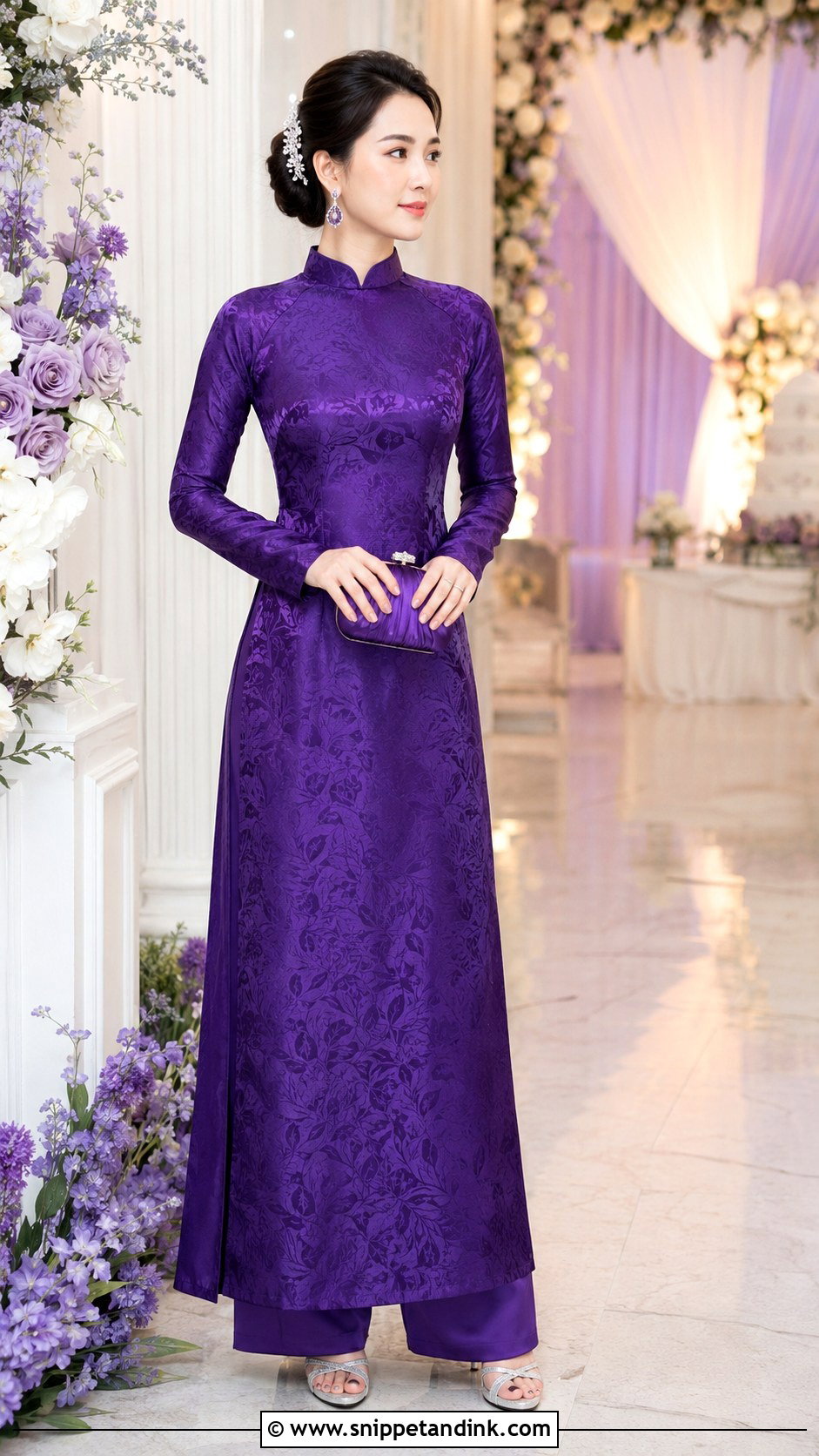 Purple Jacquard Ao Dai Wedding Dress - Snippet and Ink - 20 Ao Dai Wedding Dress Ideas