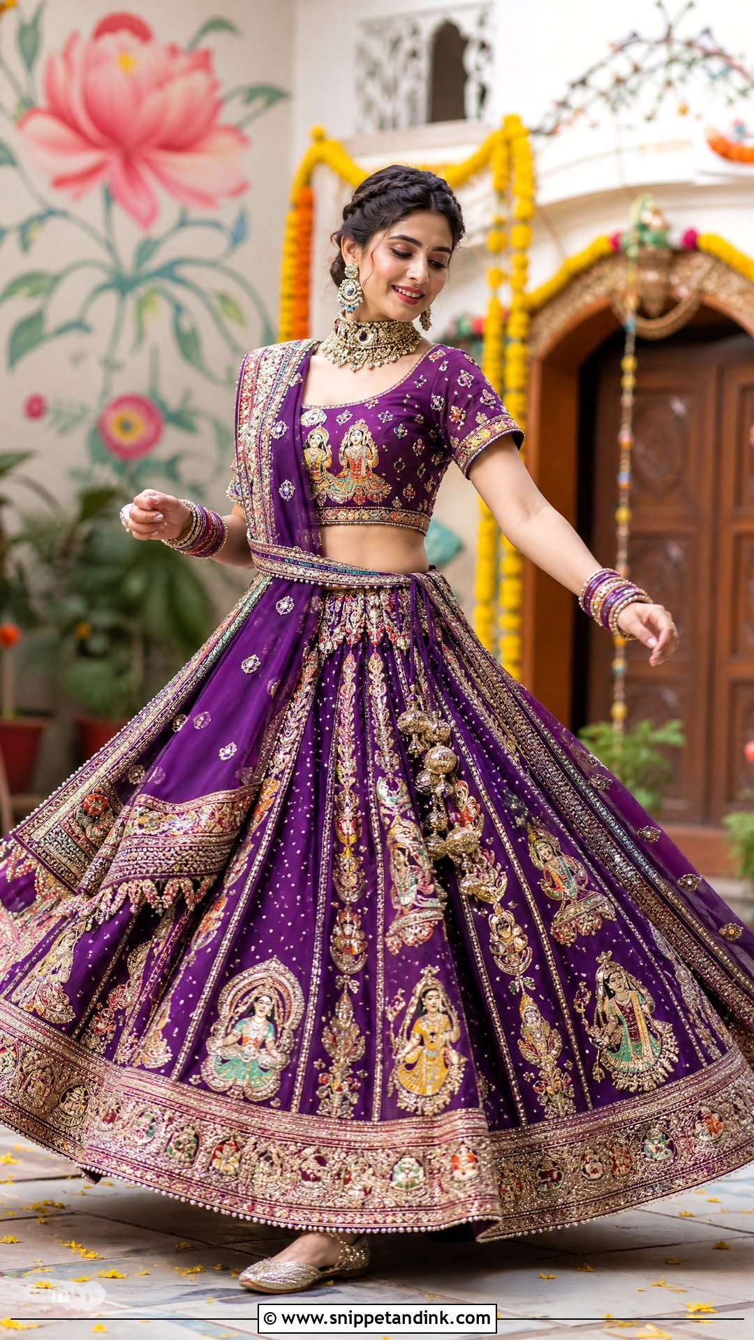 Purple Jigya Patel Garba Lehenga - Snippet and Ink - 20 Radhika Merchant Wedding Outfits