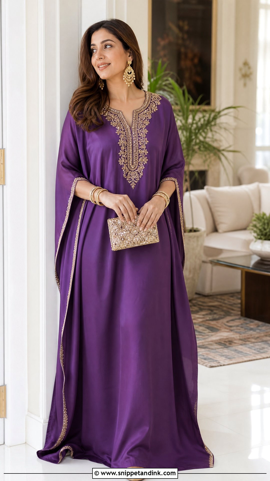 Purple Kaftan Dress For Family Function - Snippet and Ink - 20 Pakistani Function Dresses