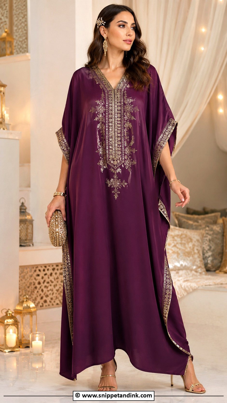 Purple Kaftan Henna Night Dress - Snippet and Ink - 30 Henna Night Dress Ideas