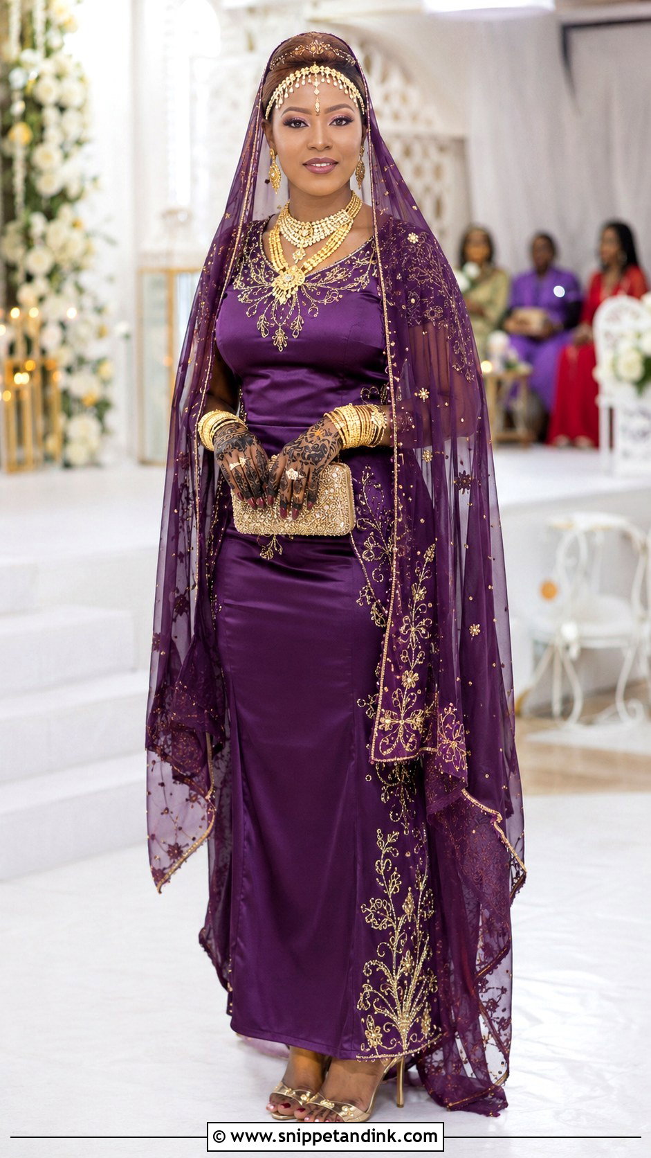 Purple Kanuri Bridal Gown With Matching Veil - Snippet and Ink - 20 Kanuri Bride Ideas