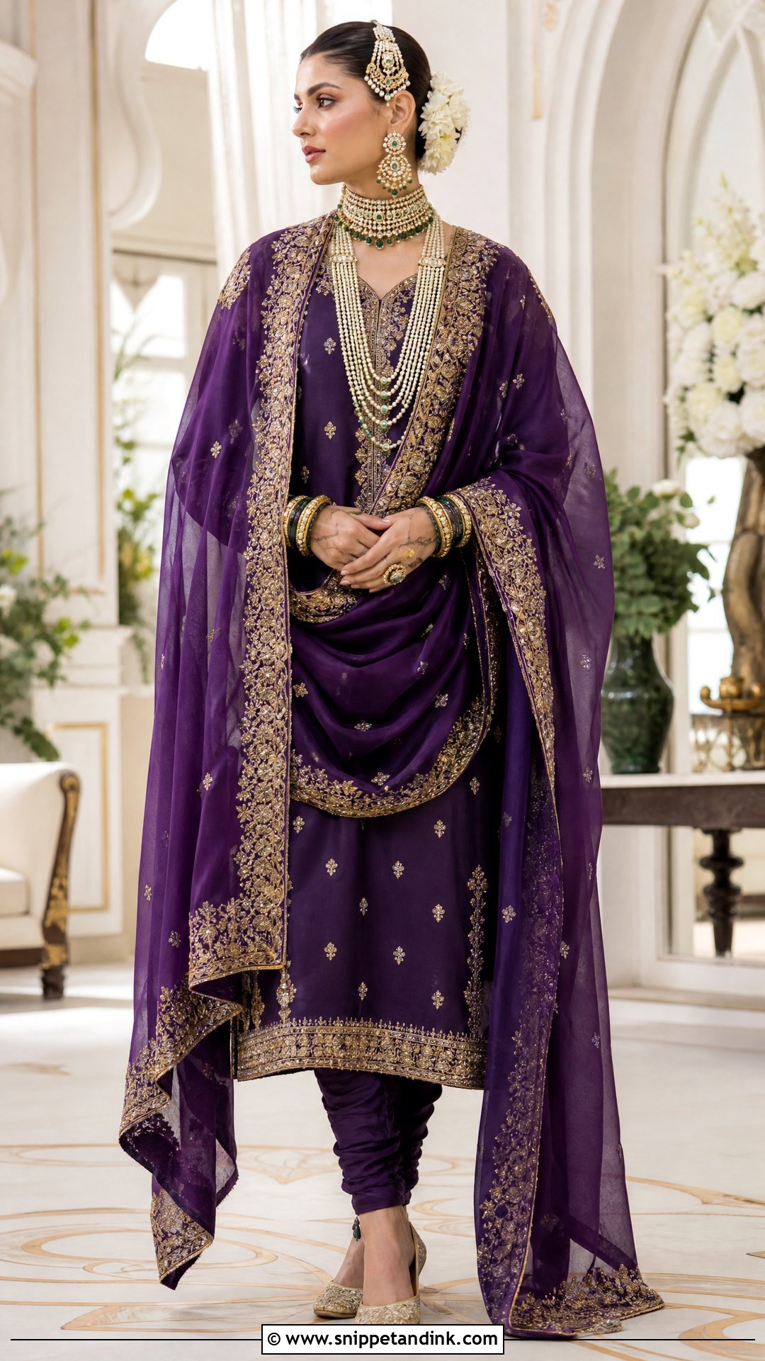 Purple Khada Dupatta Hyderabadi Bride - Snippet and Ink - 20 Hyderabadi Bride Ideas