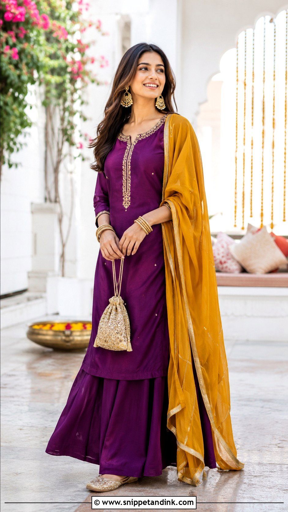 Purple Kurta Skirt Grah Shanti Outfit - Snippet and Ink - 20 Grah Shanti Outfit Ideas