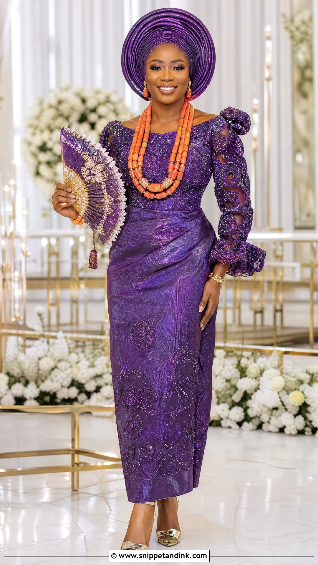 Purple Lace Urhobo Bride Outfit - Snippet and Ink - 20 Urhobo Bride Ideas