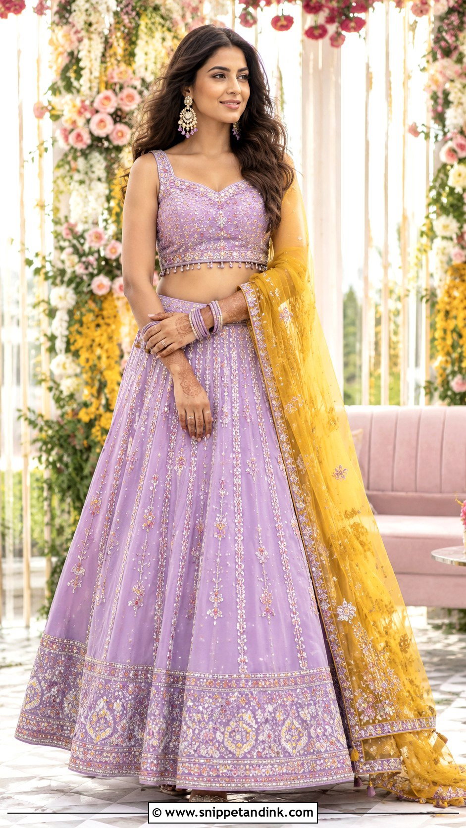 Purple Lehenga For Mehndi Ceremony - Snippet and Ink - 25 Mehndi Ceremony Outfit Ideas