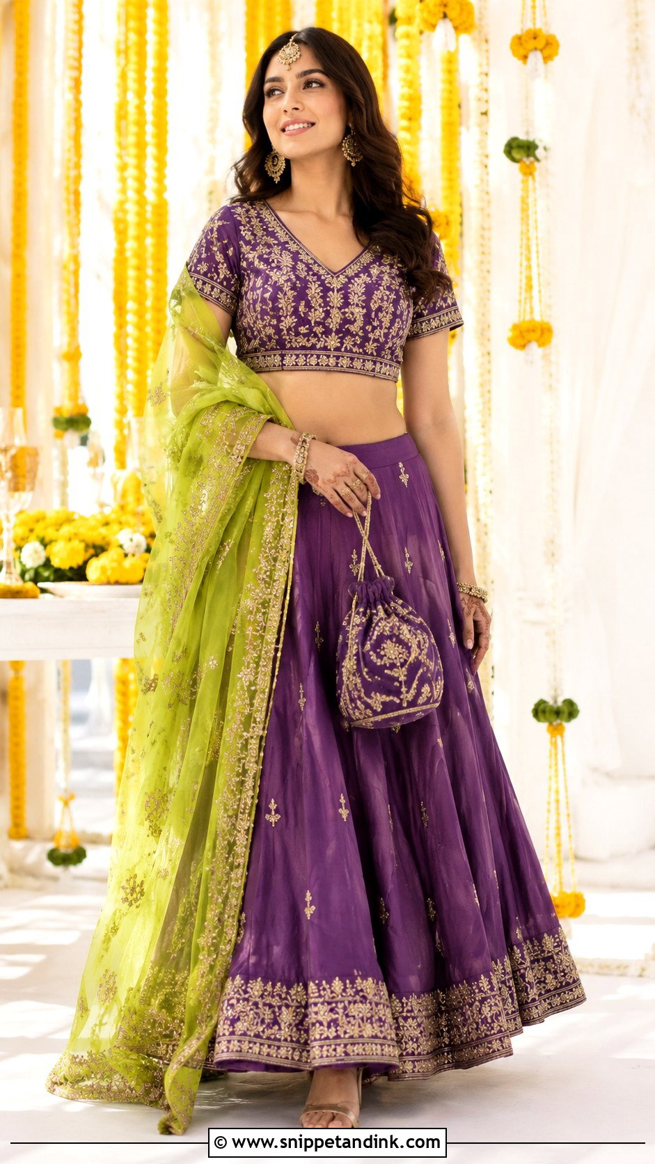 Purple Lehenga Mehndi Dress - Snippet and Ink - 20 Mehndi Event Dresses