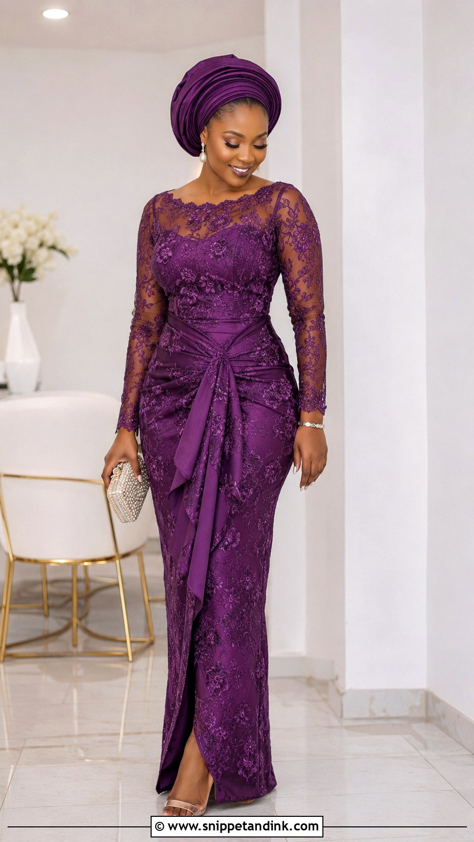 Purple Lobola Dress With Lace Details - Snippet and Ink - 30 Lobola Dresses for Bride