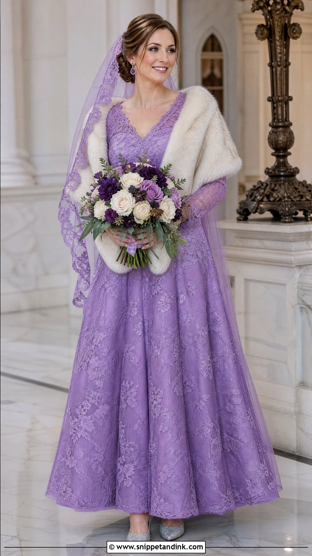 Purple Long Sleeve Lace Bridal Gown - Snippet and Ink - 20 Purple Bridal Dress Ideas