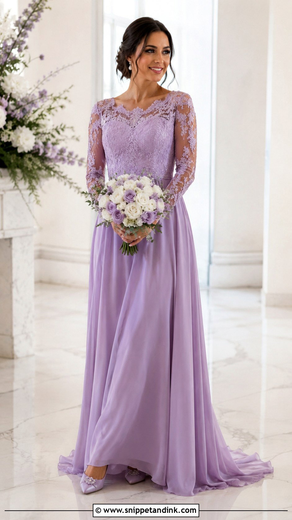 Purple Long Sleeve Wedding Gown - Snippet and Ink - 25 Purple Wedding Gown Ideas
