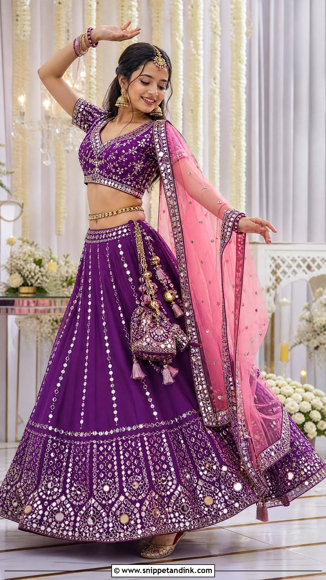 Purple Mirror Work Ghagra Choli - Snippet and Ink - 20 Rajasthani Wedding Dress Ideas