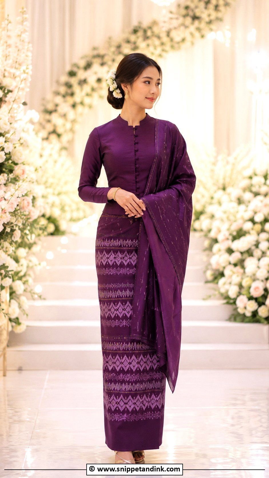 Purple Myanmar Wedding Dress - Snippet and Ink - 25 Myanmar Wedding Dress Ideas