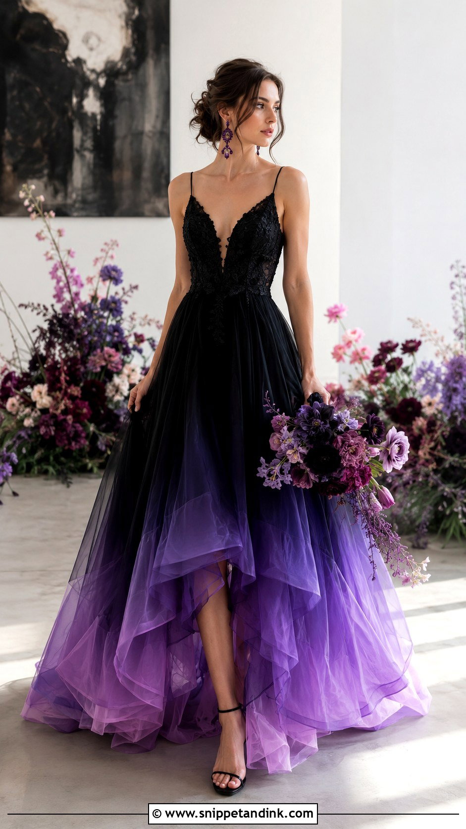 Purple Ombre Black Wedding Dress - Snippet and Ink - 25 Black and Purple Wedding Dress Ideas