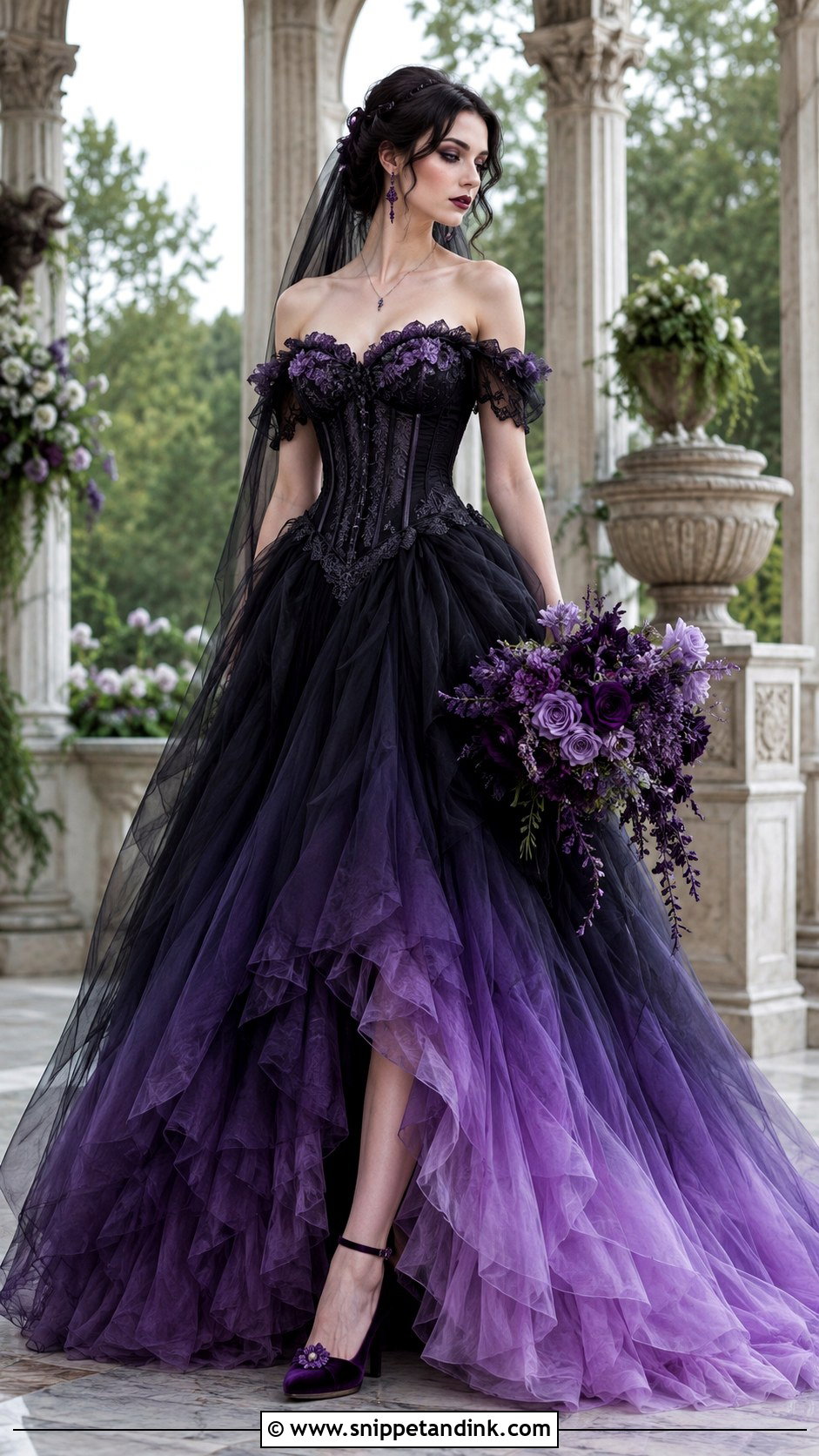 Purple Ombre Gothic Wedding Dress - Snippet and Ink - 20 Dark Fantasy Wedding Dress Ideas