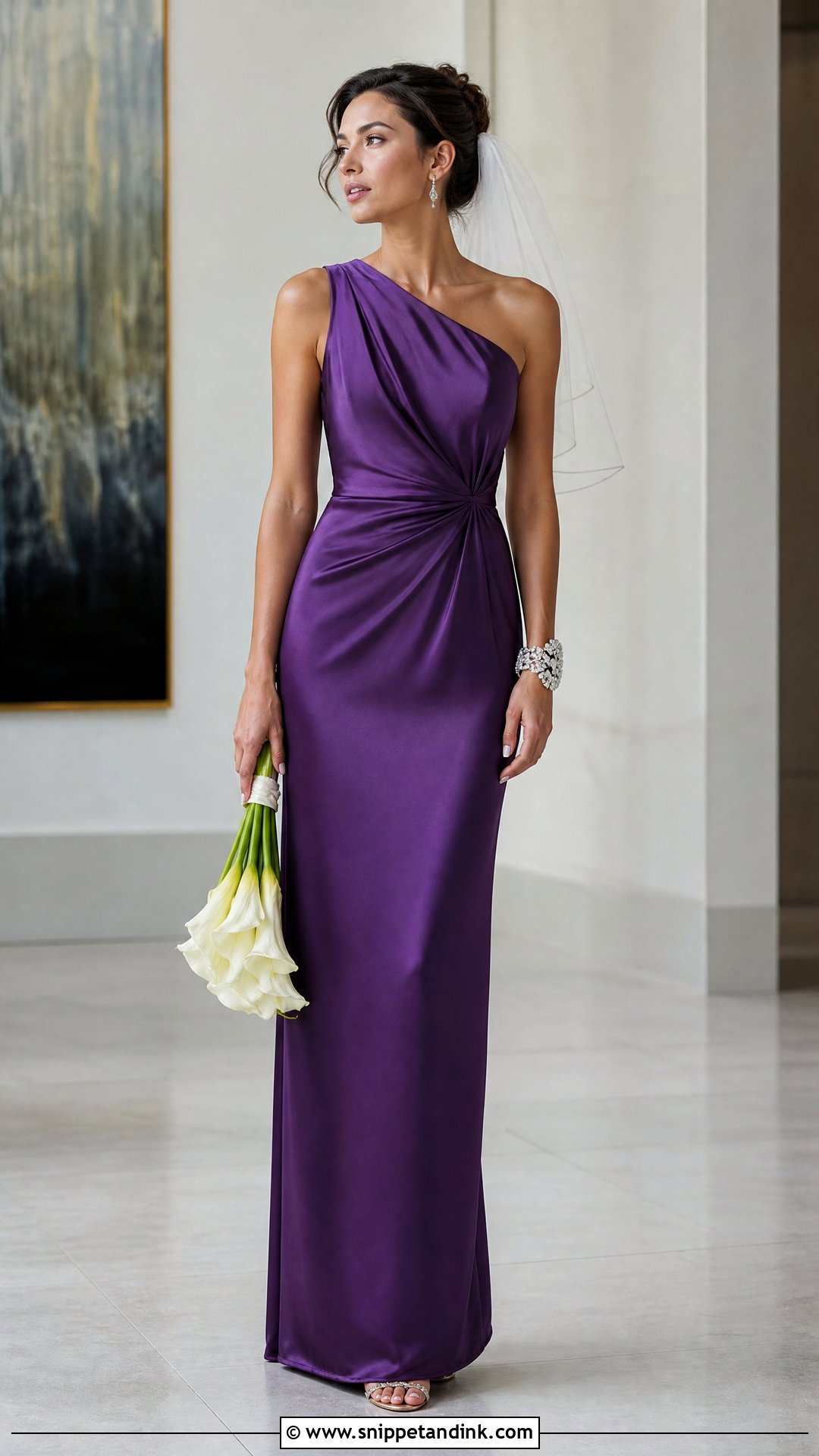 Purple One Shoulder Bridal Dress - Snippet and Ink - 20 Purple Bridal Dress Ideas