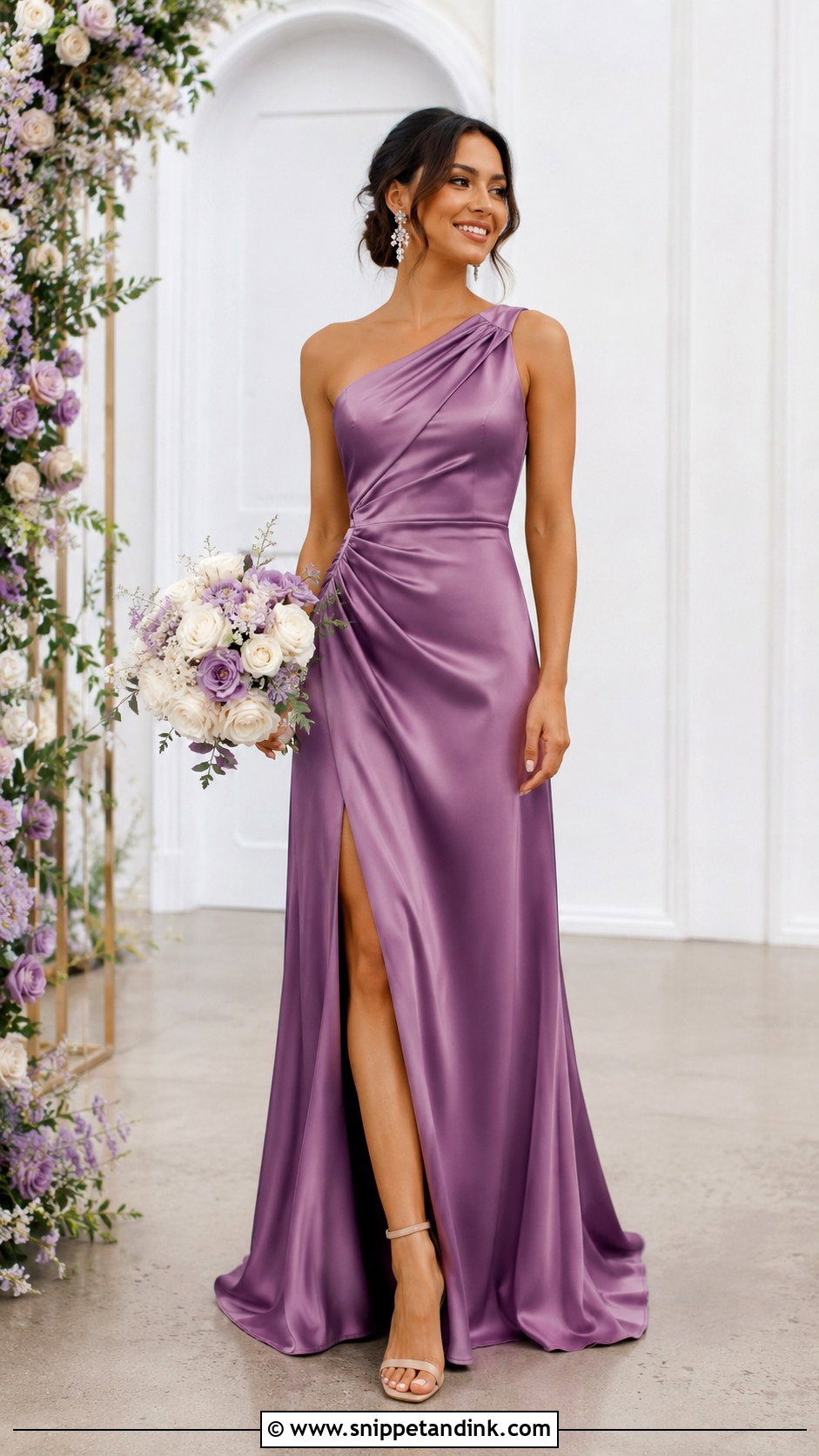 Purple One Shoulder Wedding Gown - Snippet and Ink - 25 Purple Wedding Gown Ideas