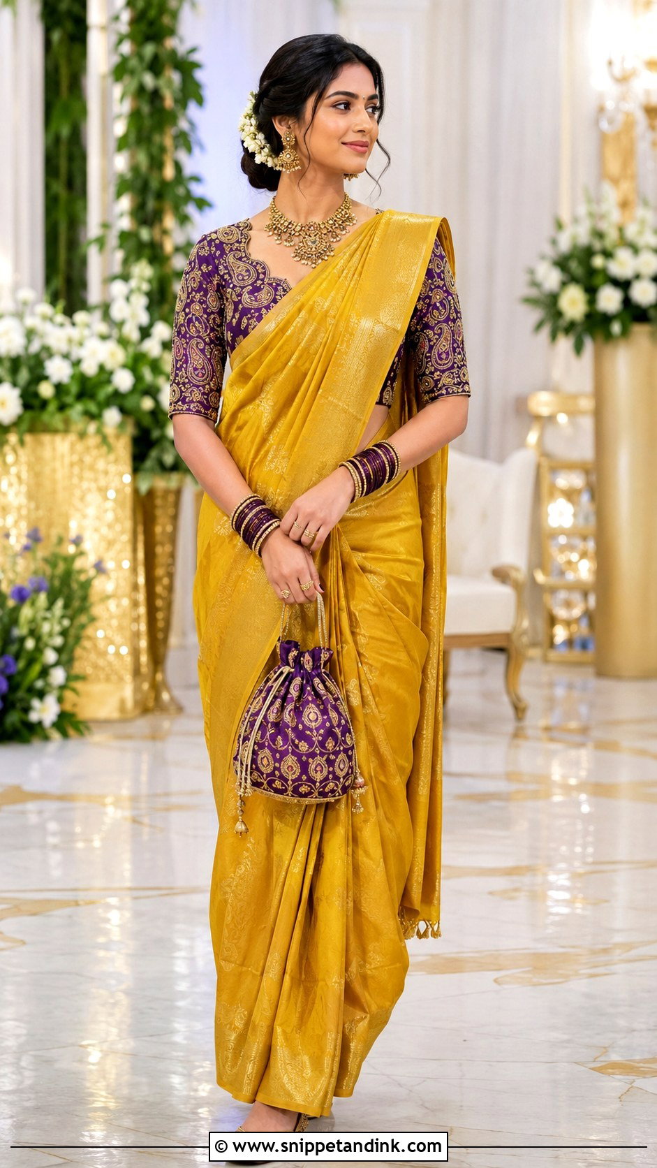 Purple Paisley Maggam Work Bridal Blouse - Snippet and Ink - 20 Bride Maggam Work Blouses Ideas