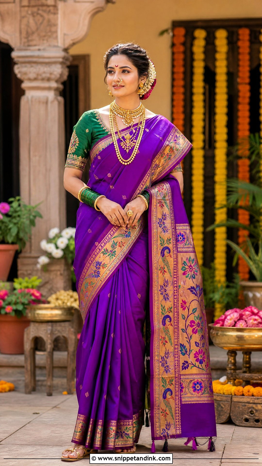 Purple Paithani Bridal Saree - Snippet and Ink - 20 Unique Indian Bridal Outfits