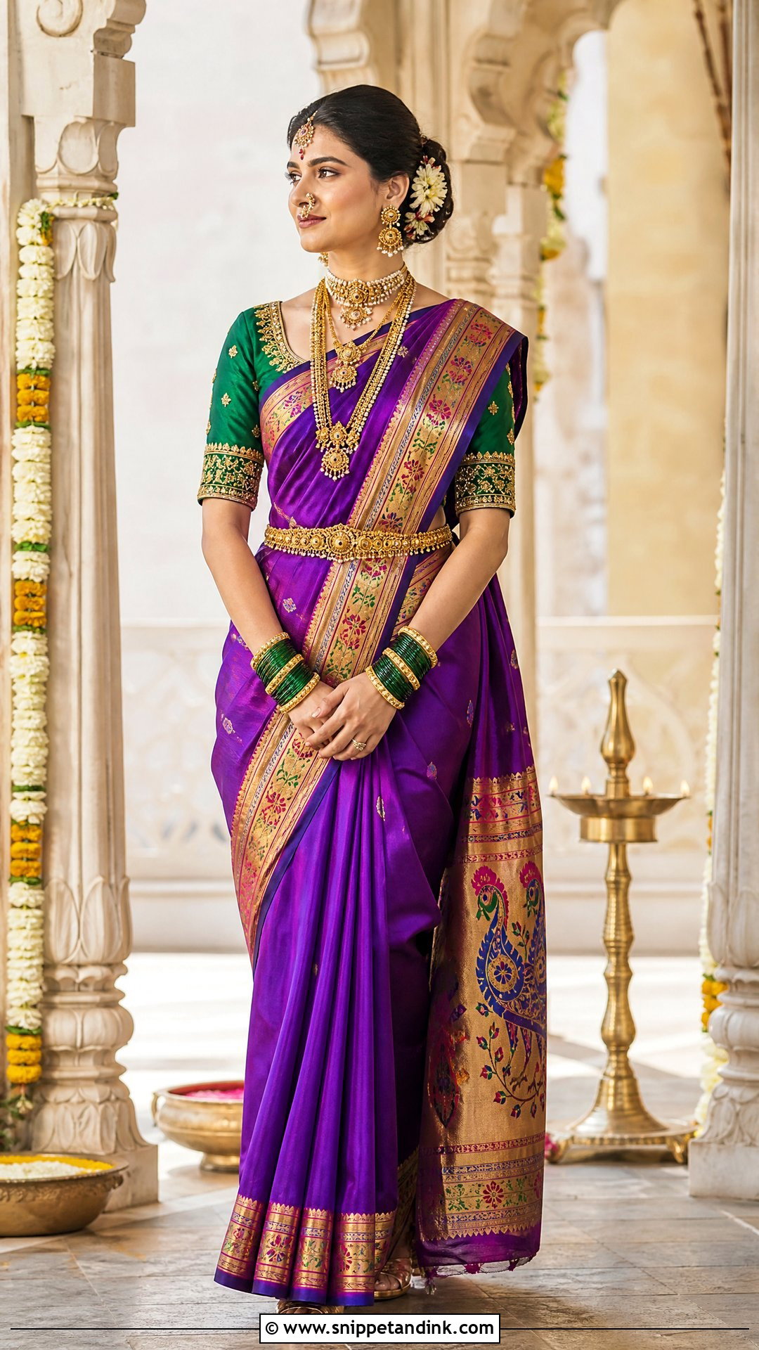 Purple Paithani Indian Bridal Saree - Snippet and Ink - 20 Indian Bridal Wedding Dresses